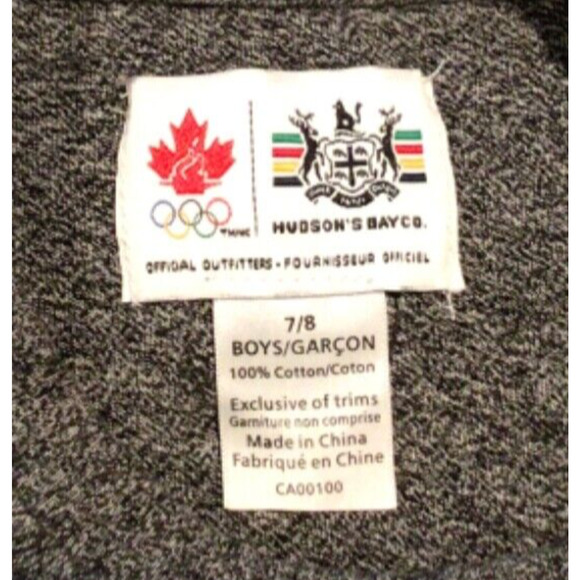 HBC Hudson’s Bay Boys Gray Plaid Canuck Olympics Graphic T-Shirt Size 7/8 - Picture 2 of 5